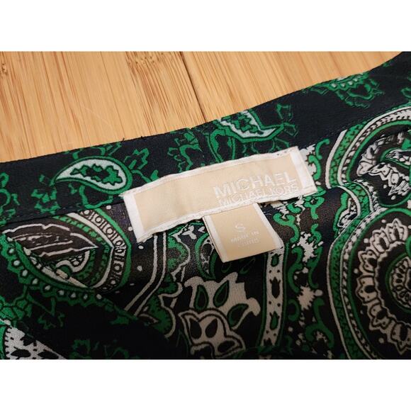 Michael Michael Kors Dress Womens Small Green Paisley Long Sleeve Stretch Party - Picture 2 of 8